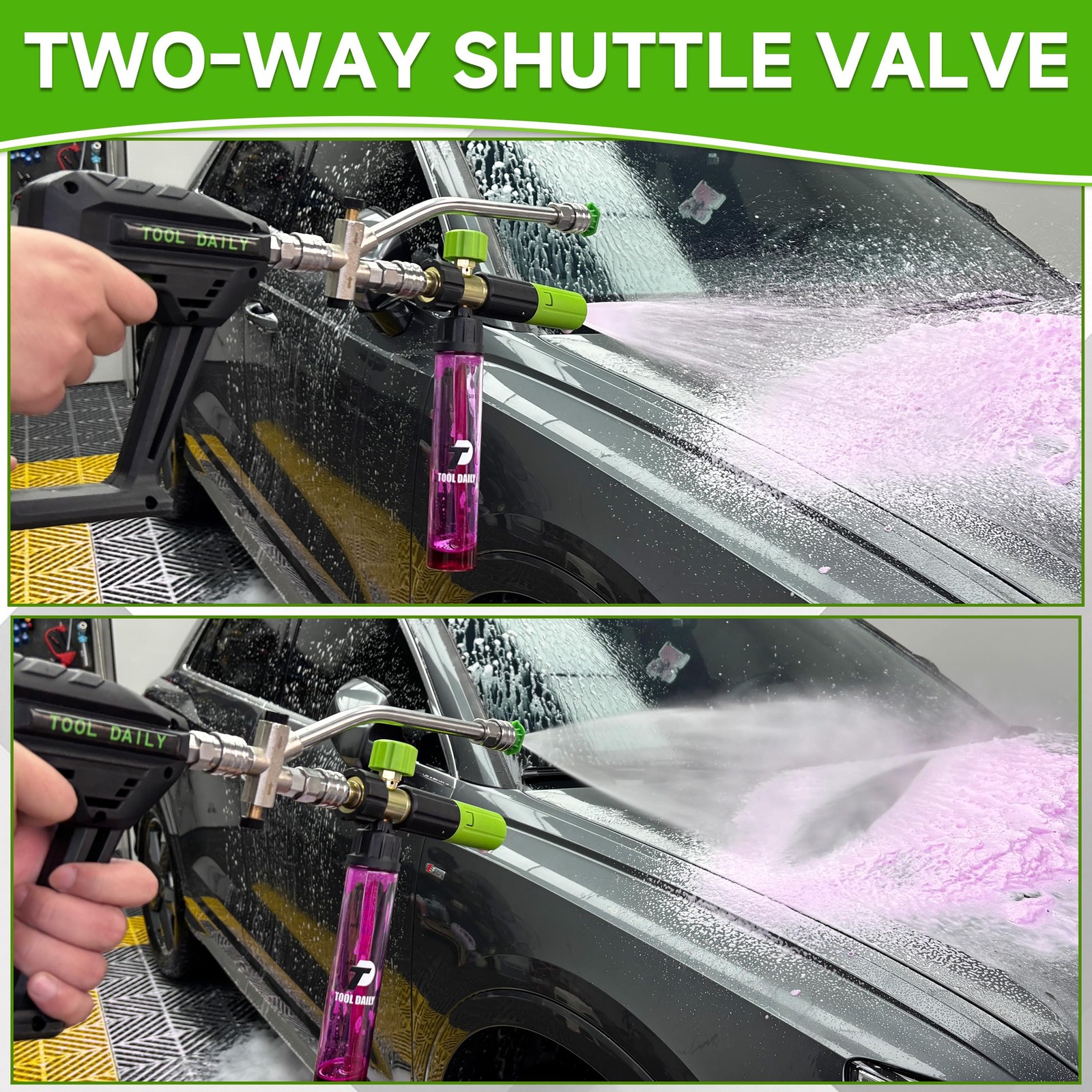 Short Pressure Washer with Mini Foam Cannon, Dual Connector Accessory, 5 Powe…