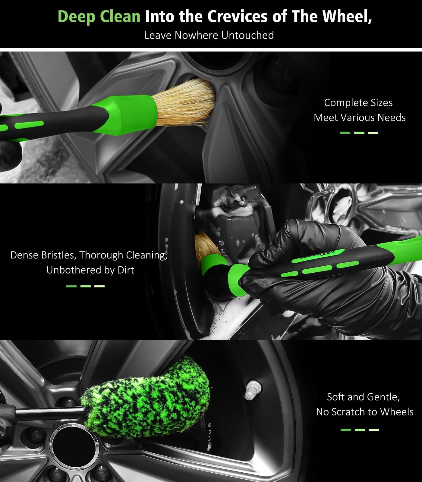 YeewayVeh 8PCS Ultimate 8-Pack, Green [Full Set Wheel Care Kit]