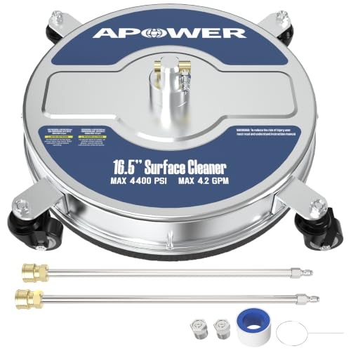 16.5″ Pressure Washer Surface Cleaner Attachment, Max 4400 PSI, Stainless