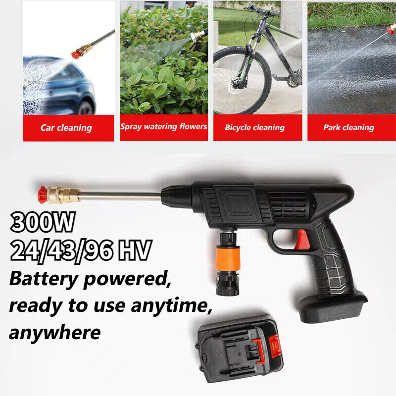 300W High Pressure Water Spray Gun Car Washer Wireless Cleaner Wash Machine Tool