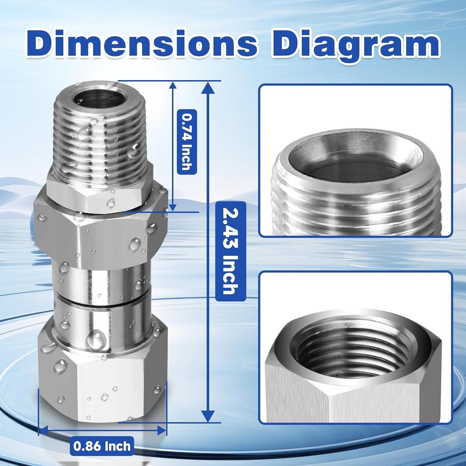 3/8” NPT Pressure Washer Swivel Fitting, Anti-Twist 3/8” Swivel Male to Femal…