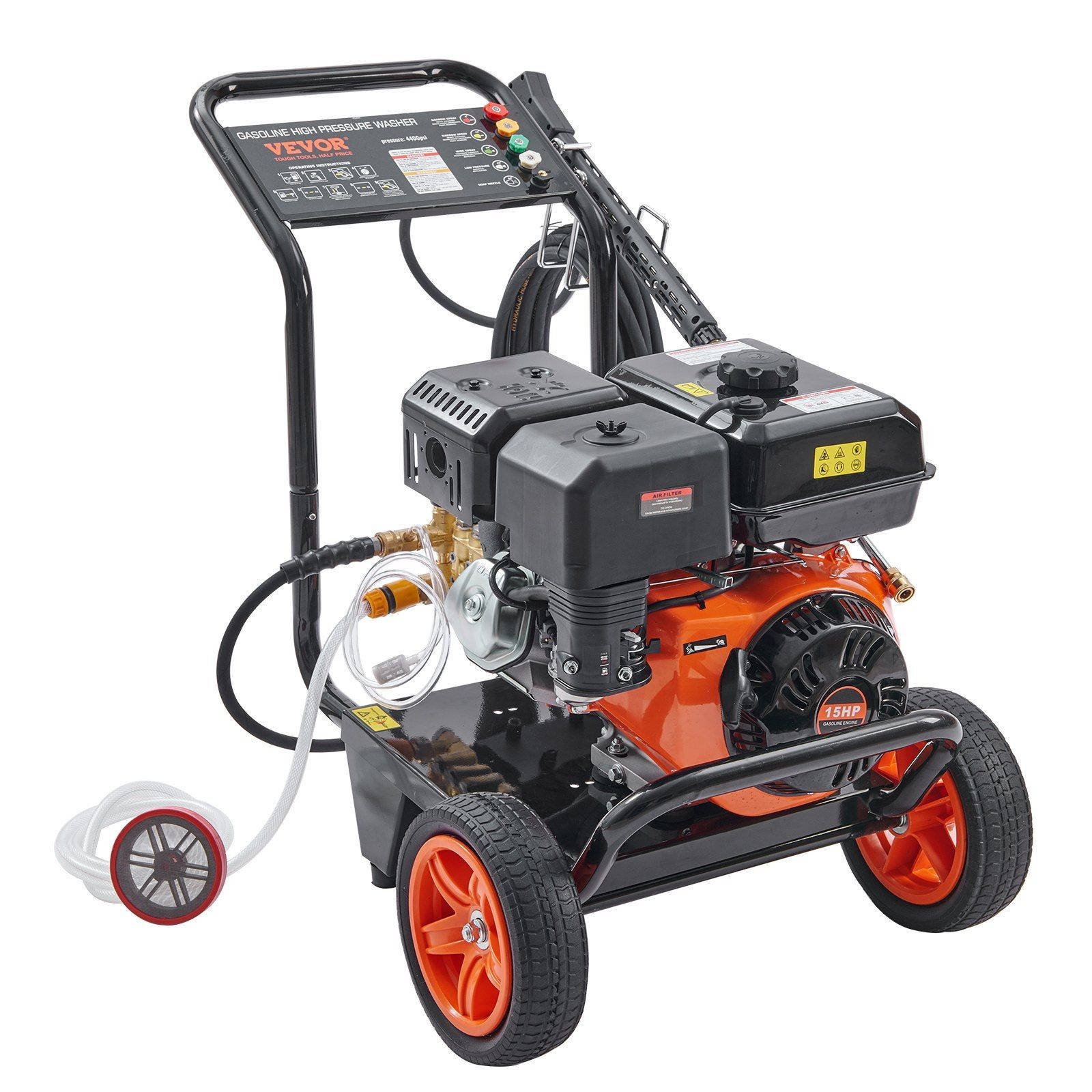 4400PSI 4.0GPM Gas-Powered Washer w/ Copper Pump, 5 Nozzles, 10in Wheels