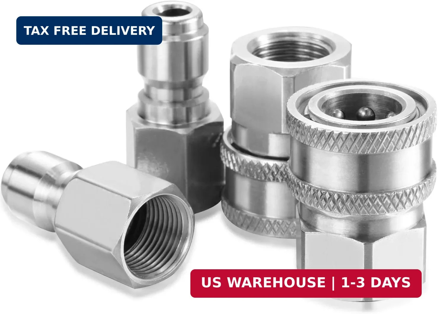 Hotop 4 Sets NPT 3/8 Inch Stainless Steel Male and Female Quick Connector Kit Pr