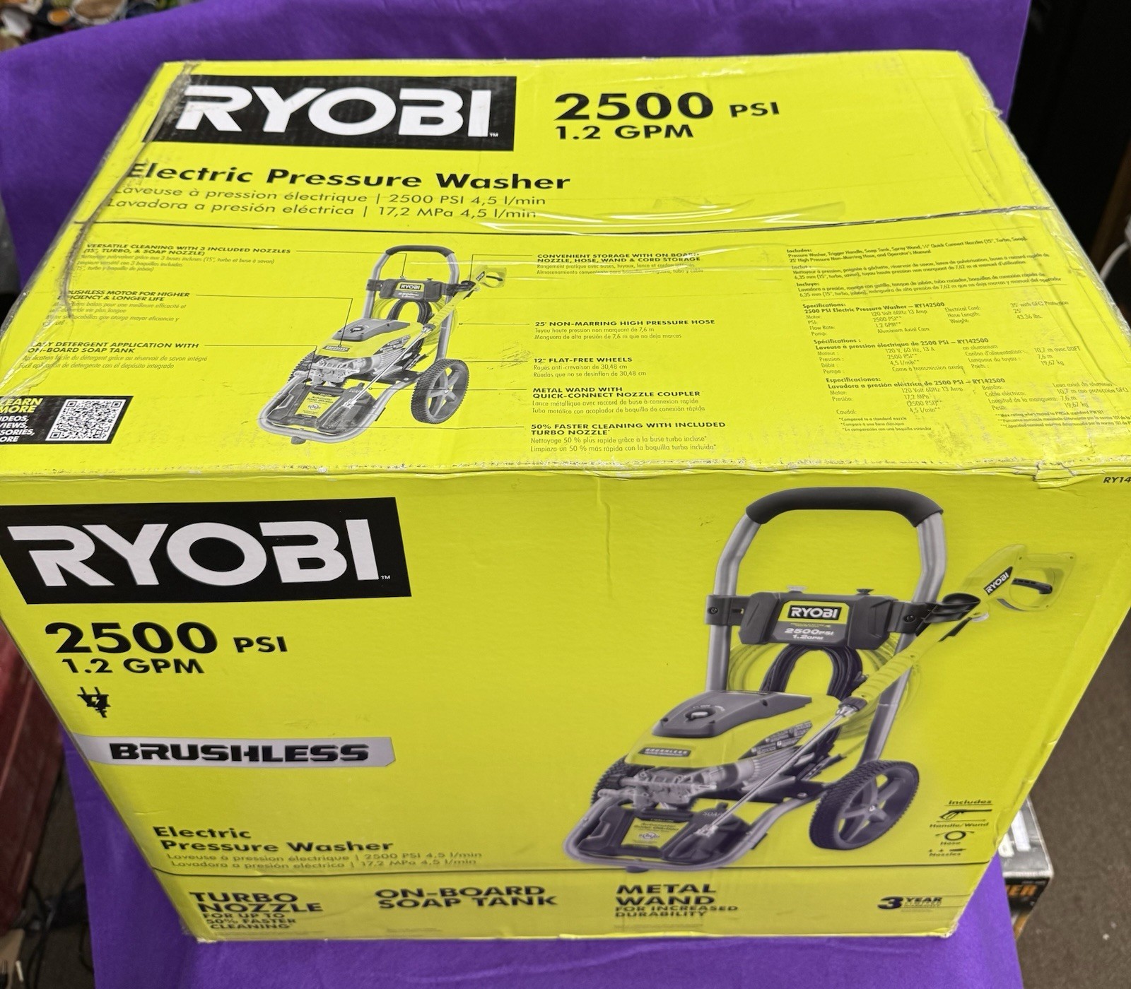 💥NEW SEALED BOX💥RYOBI RY142500 2500PSI 1.2GPM BRUSHLESS PRESSURE POWER WASHER!