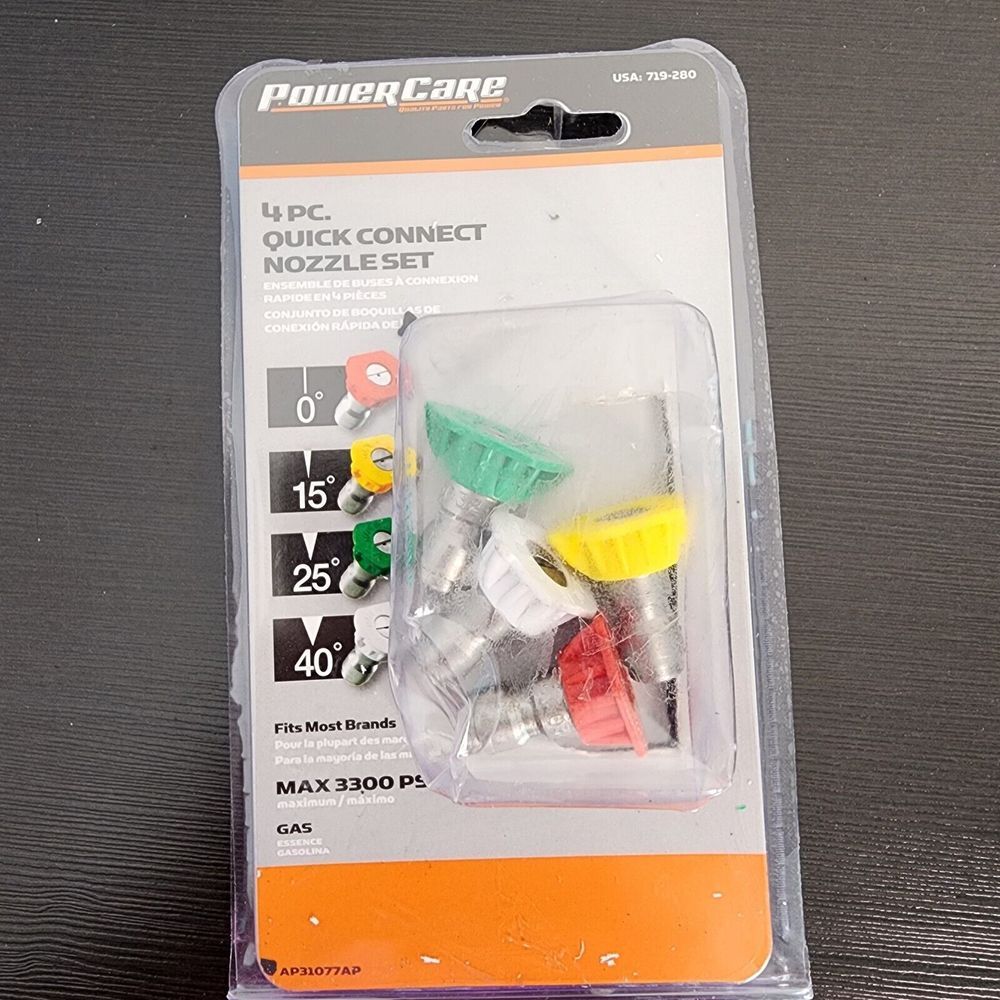 PowerCare 4 Piece Pressure Washer Nozzle Set – Gas / Electric 2000-3300 PSI