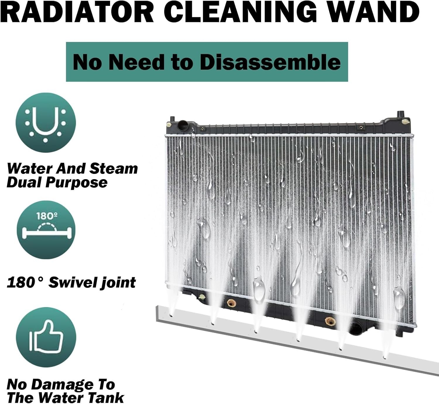 40 & 24 Radiator Cleaning Wand Kit–Radiator Cleaner Tool with 6 Spray Nozzles +