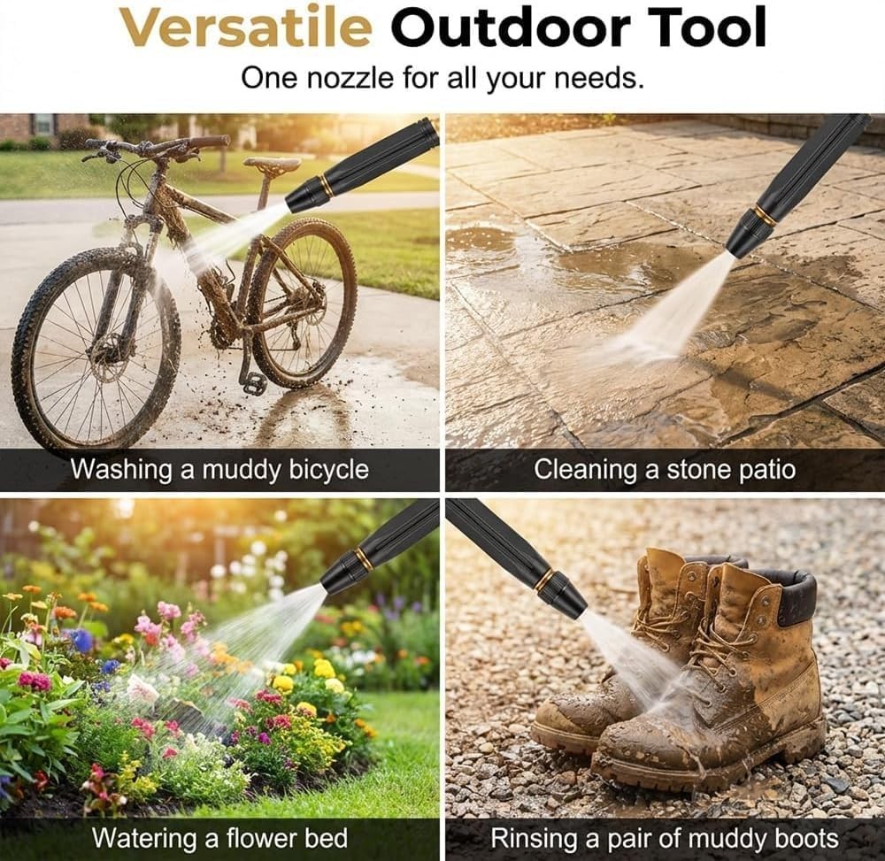 Versatile High Pressure Nozzle with Leak-Free Connection – Perfect for Outdoors
