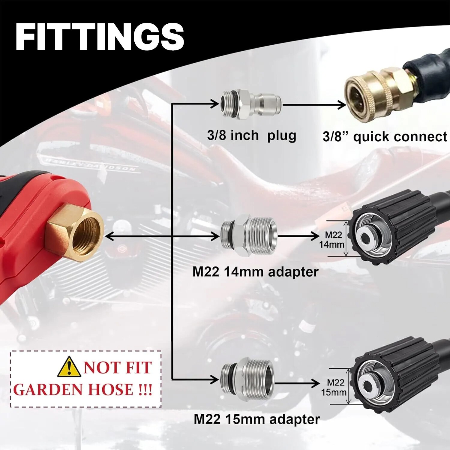 High Pressure 4000PSI Car Power Washer Gun Spray Wand Lance Nozzle and Hose Kit