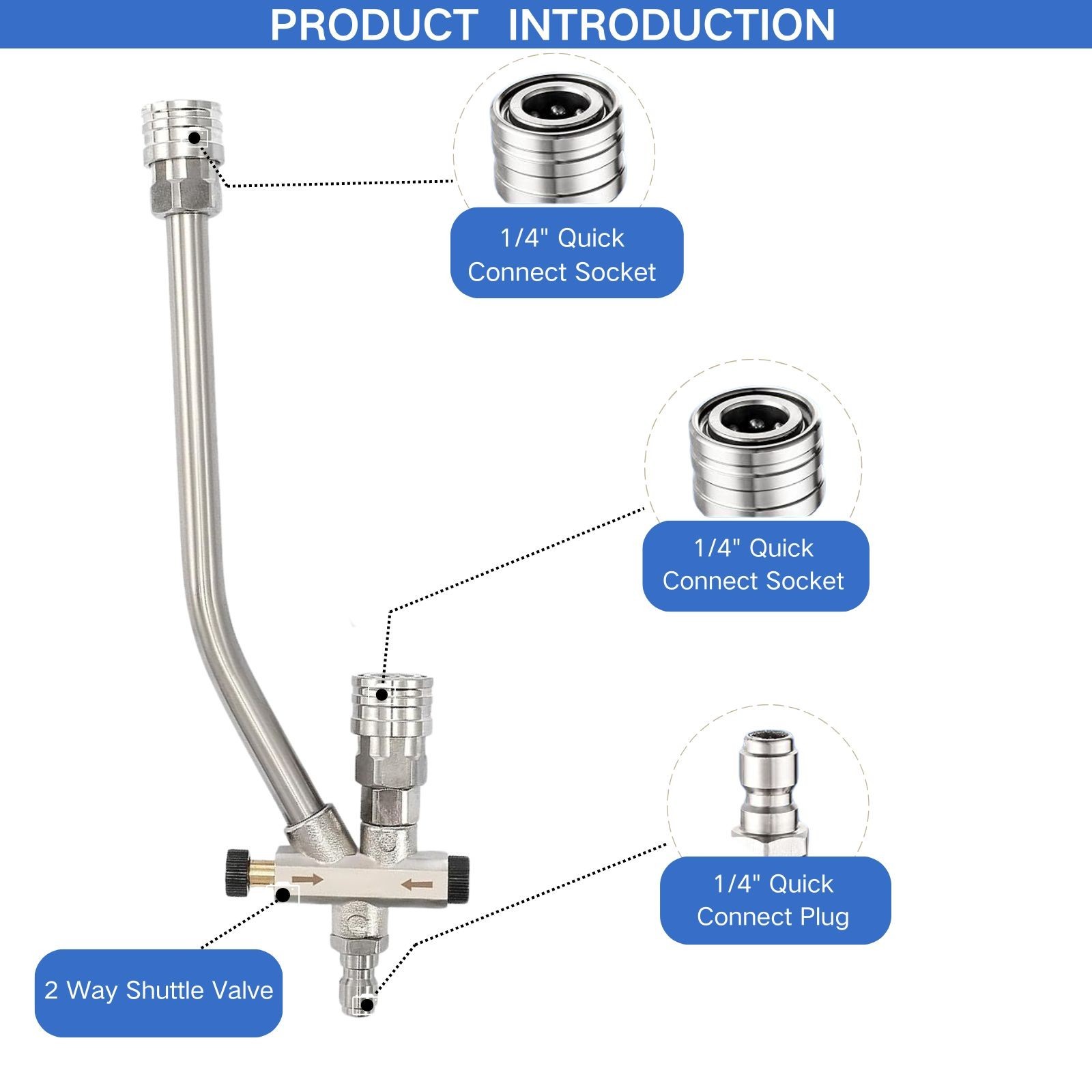 Foam Cannon Dual Connector Double Tip Pressure Washer Attachment with 5 Nozzles