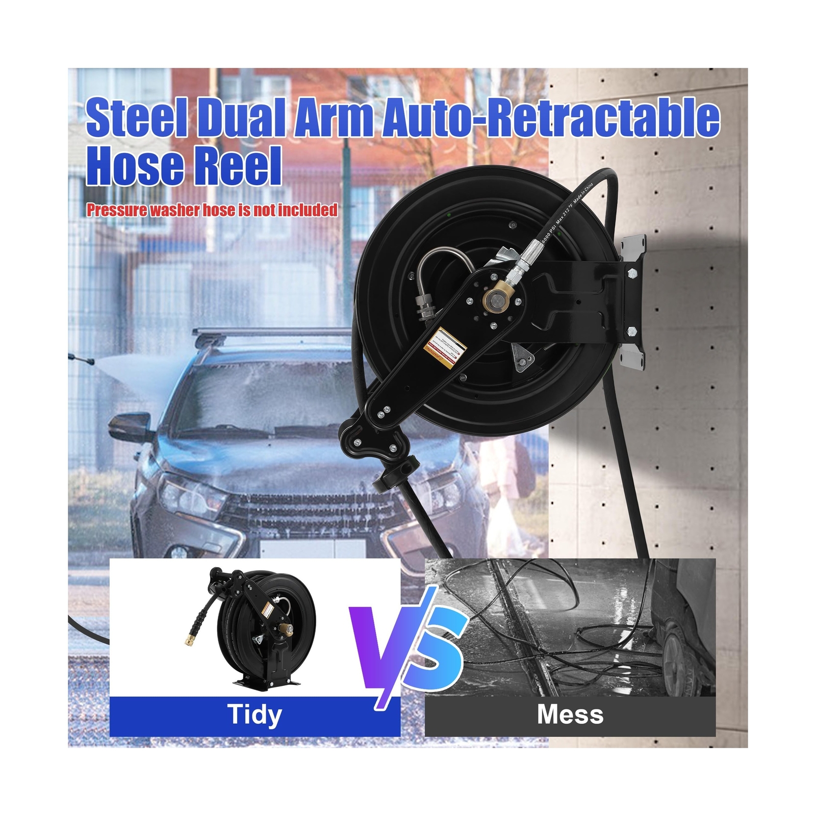 High Pressure Washer Hose Reel for Water/Air/Oil, Pressure Washer Hose – 1