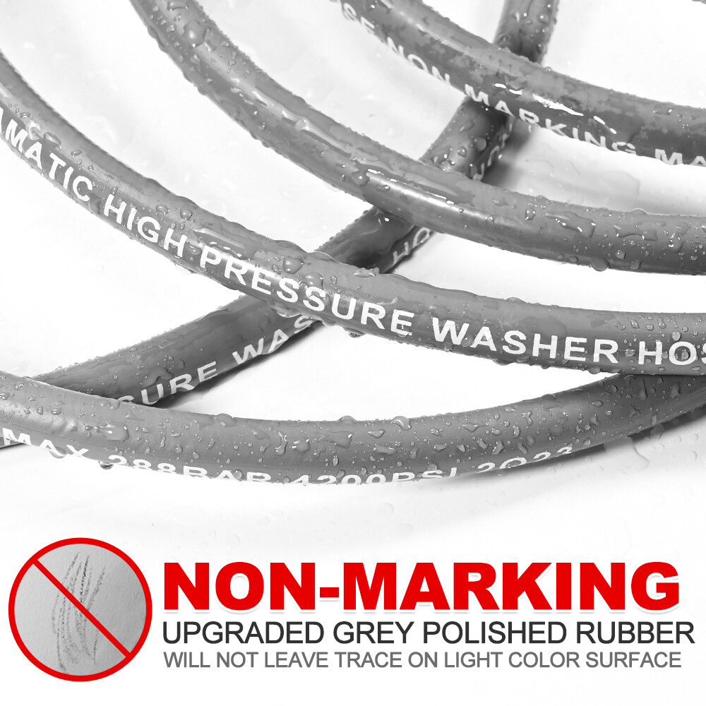 YAMATIC 1/4″ 4200 PSI Pressure Washer Hose Non Marking Rubber Wire Braided