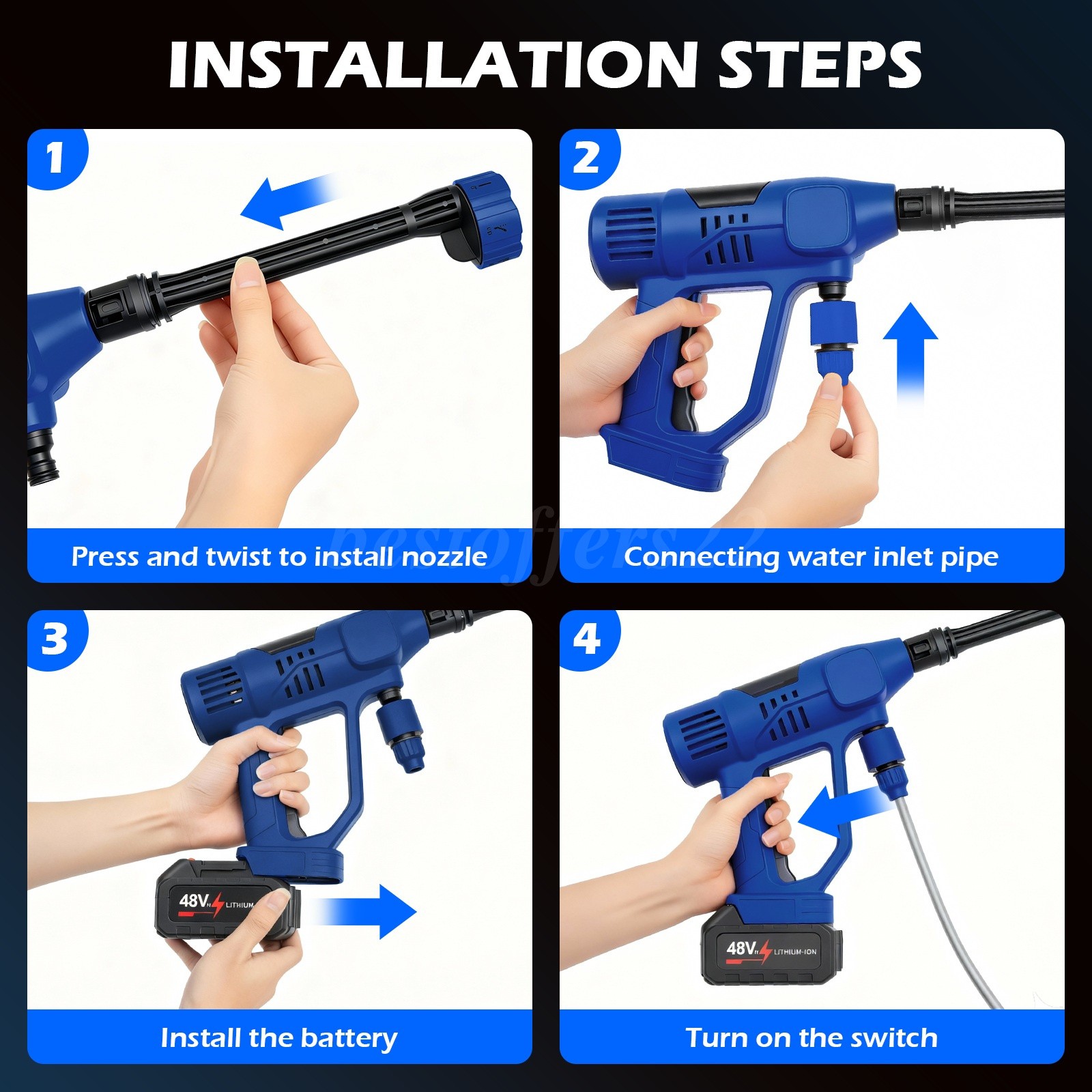21V Handheld Cordless Pressure Washer Multi Spray Modes Outdoor Cleaning Tool