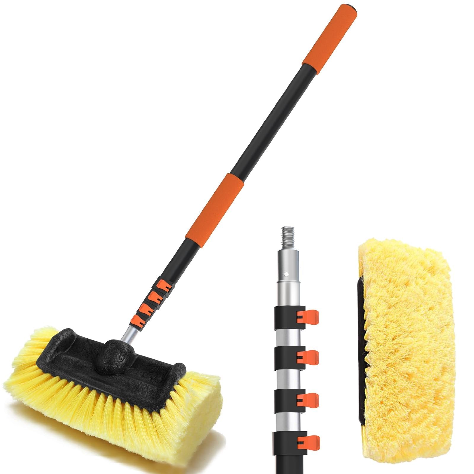 Buyplus 12FT Car Wash Brush with Long Handle, 12-Inch Soft 12 ft, Orange