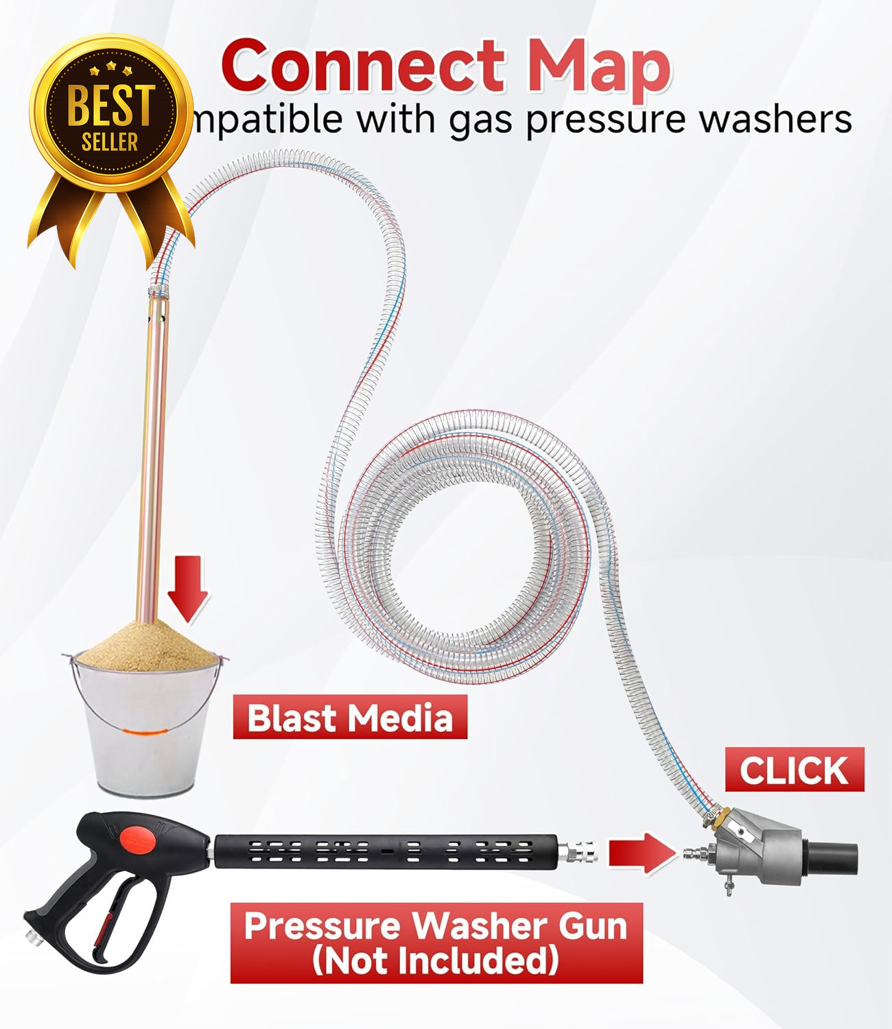 Pressure Washer Sandblasting Kit 5000 PSI Wet Sand Blaster Attachment 8.0 GPM Po