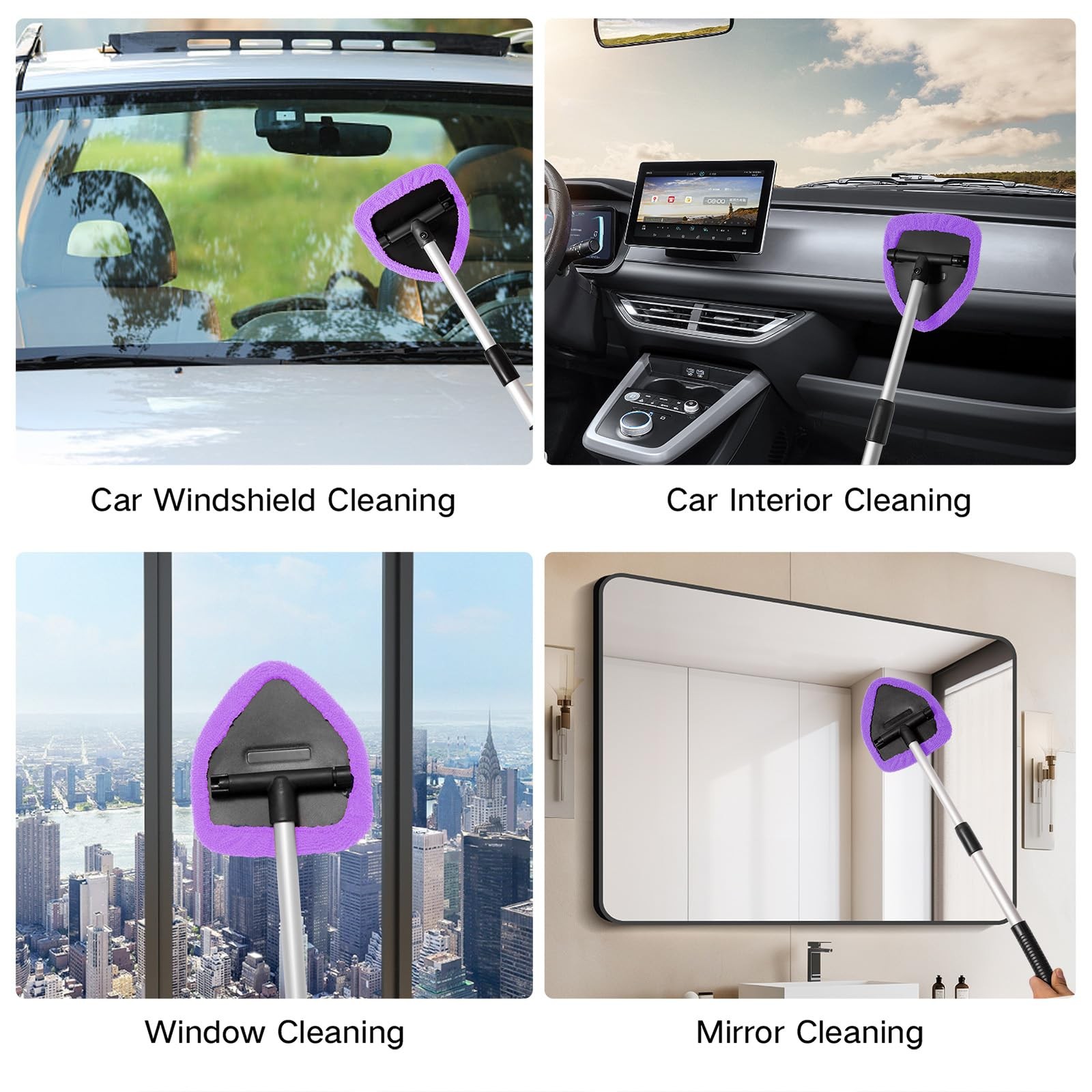 Qydipclin 10pcs Windshield Cleaning Tool Inside Car Window Cleaner Purple