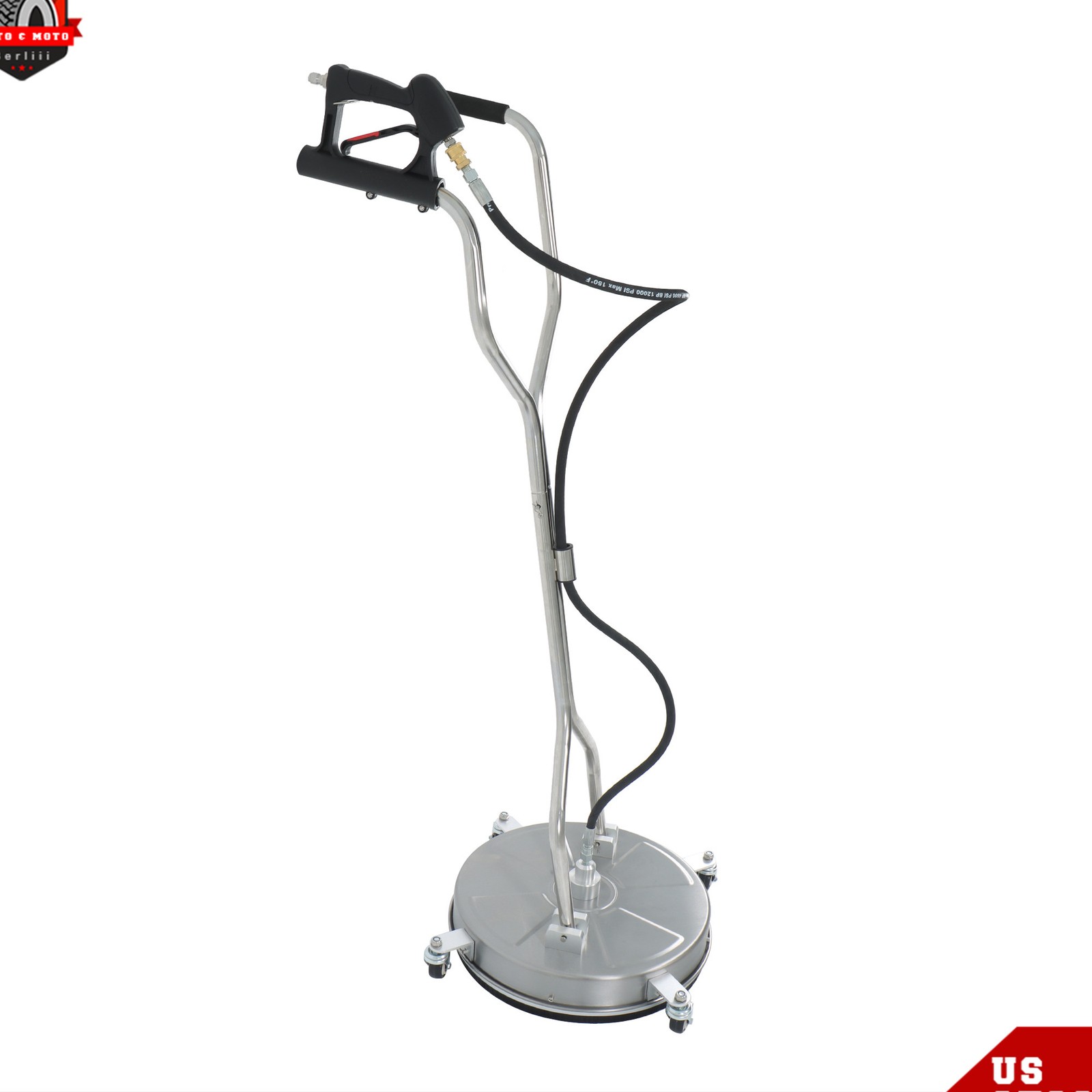 18″ Dual Handle Quick Connect Pressure Washer Surface Cleaner 6000PSI w/ 4Wheels