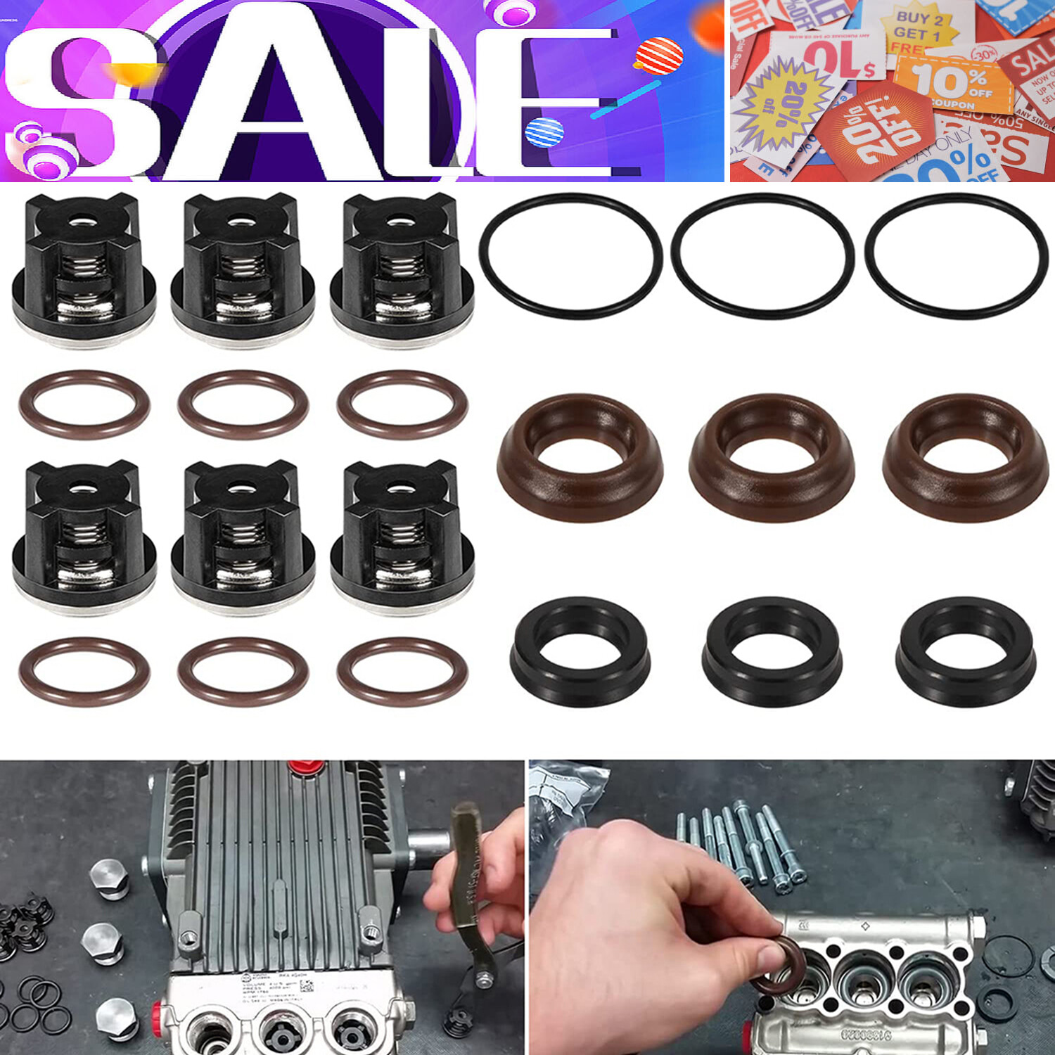 AR1828 Check Valve + AR1857 Packing Kit For Annovi Reverberi 18mm XR RK RKA RKV