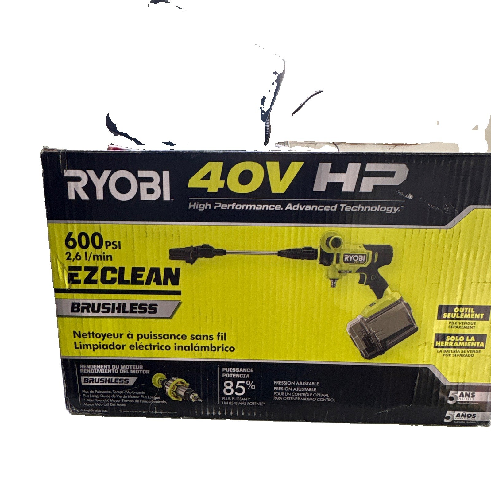 RYOBI 40V HP Brushless 600 PSI 0.7 GPM Cold Water Power Cleaner (Tool-Only)