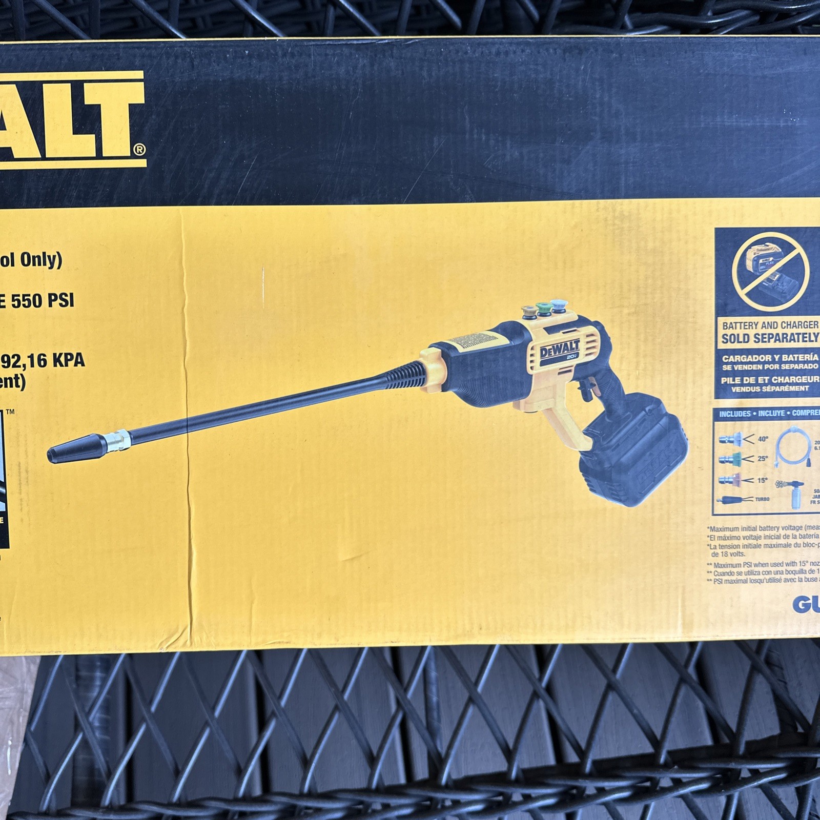 DEWALT 20V MAX 550 PSI Cold Water Pressure Washer (Tool only) (HPB023174)