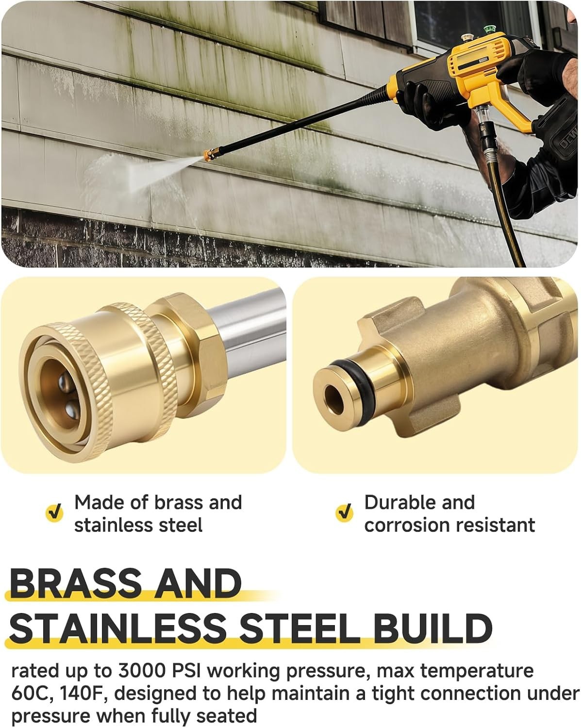 Adaptador de Hidrolavadora 1/4″ de 6 Pulgadas para Ryobi y Dewalt – 3000 PSI