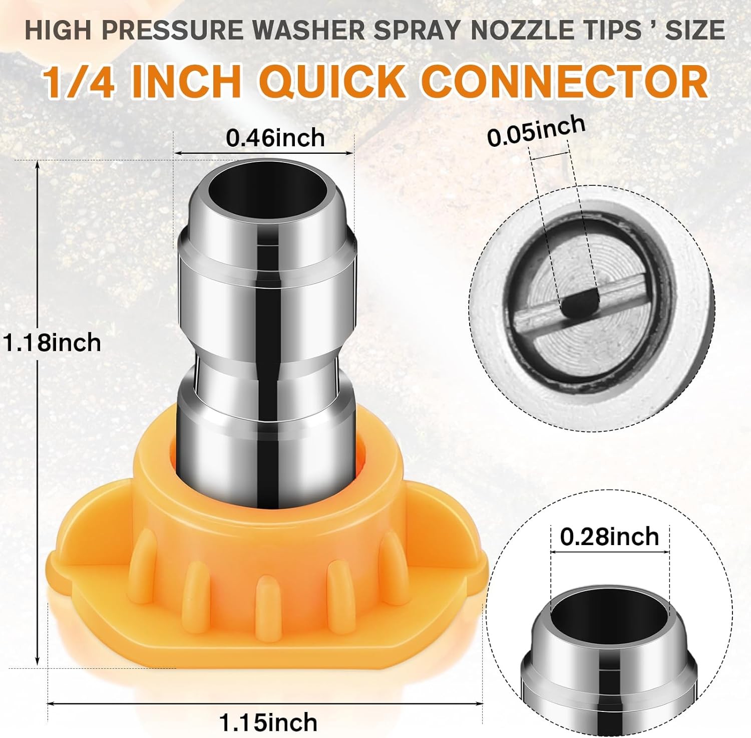1/4 Inch Pressure Washer Nozzle Tips Quick Connector 2.5 Gpm 4000 Psi Power Wash