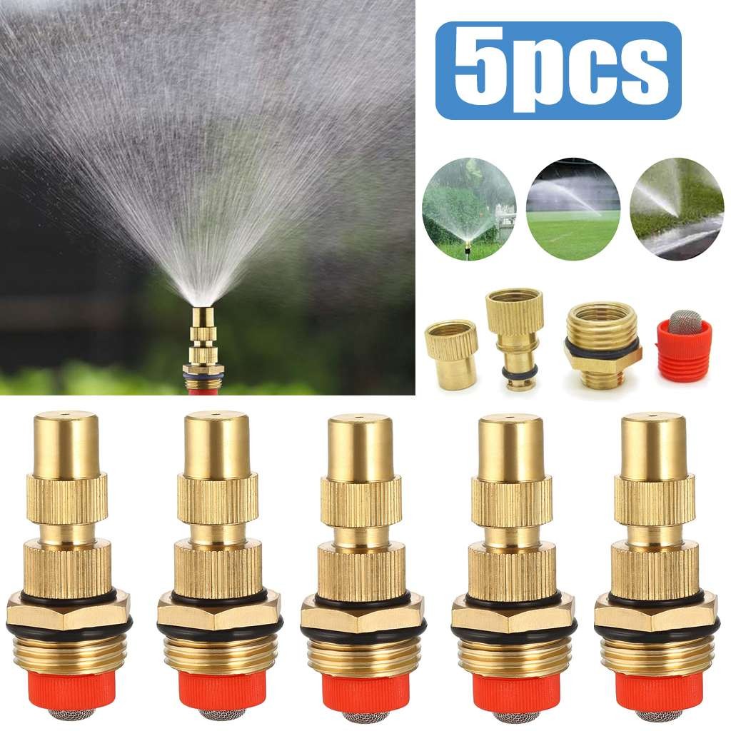 5PCS 1/2-inch Adjustable Spray Nozzle Atomizing Lawn Misting Sprinkler Gardening