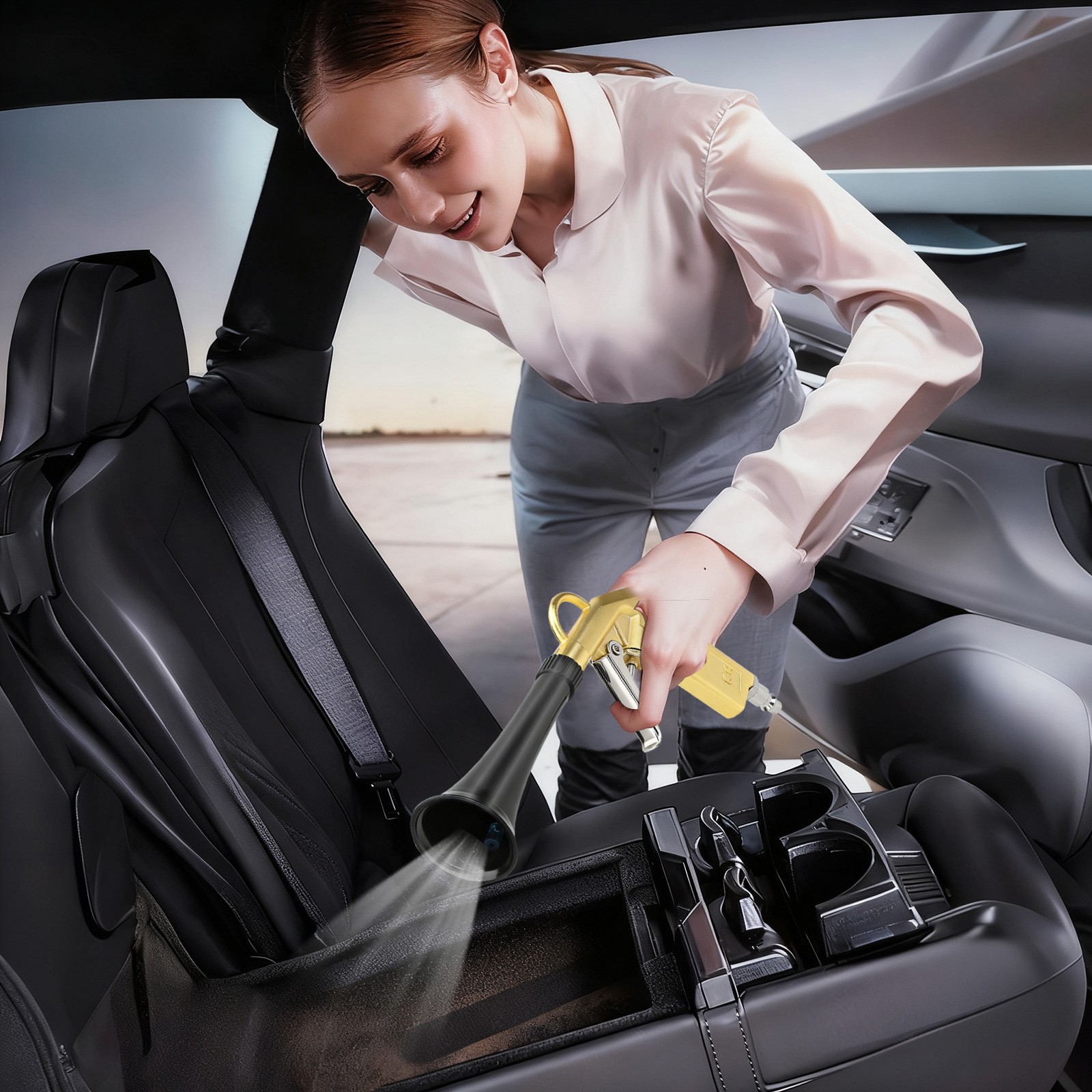 High-Pressure Car Interior Cleaning Gun 360° Rotating Tip 1/4″ Nozzle Vents Gaps