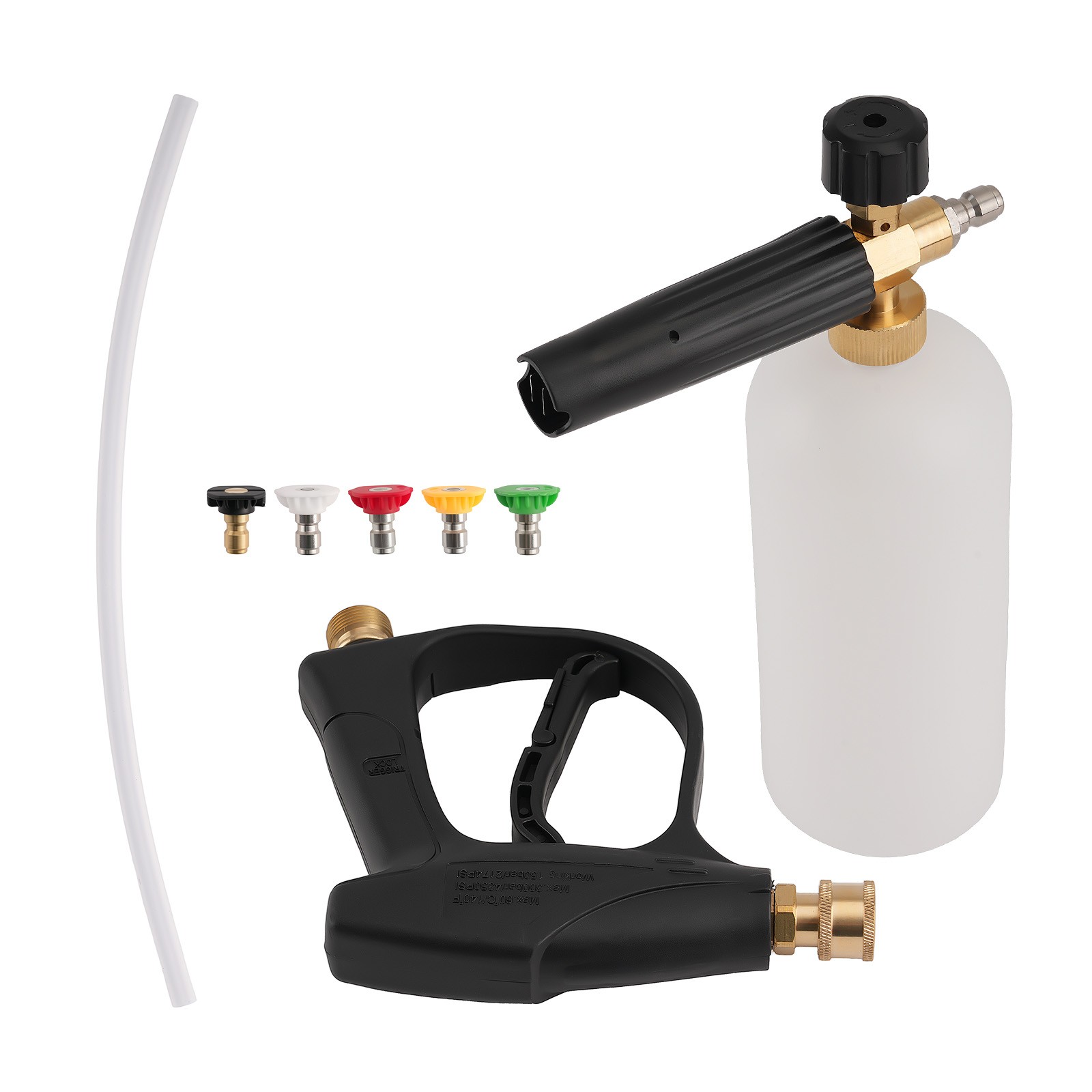 Foam Cannon Snow Lance Kit 1/4 QC with Safety Lock & 5 Degree Nozzle Tips