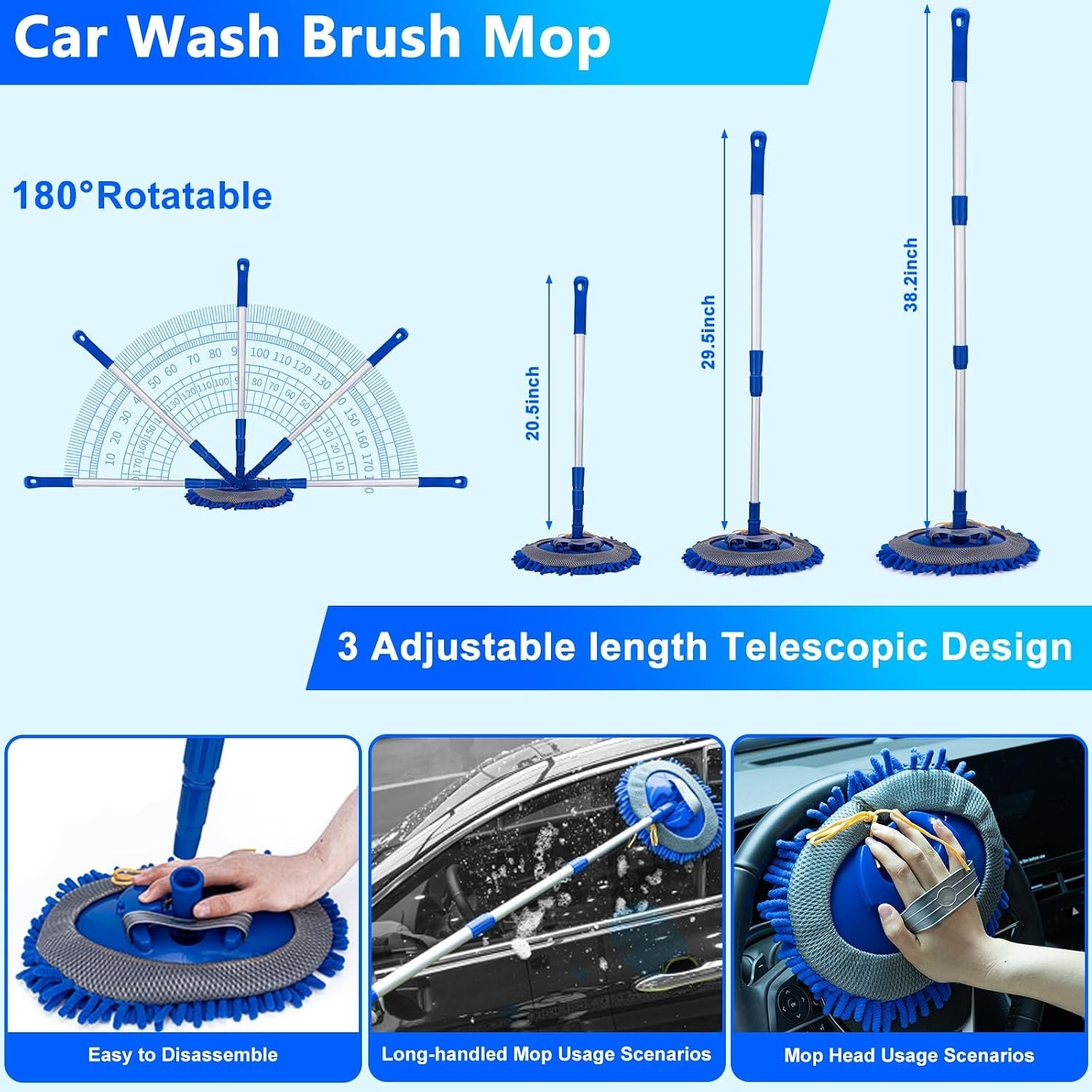 Car Wash Kit Foam Gun Brush Mop Bucket Detailing Tools Set