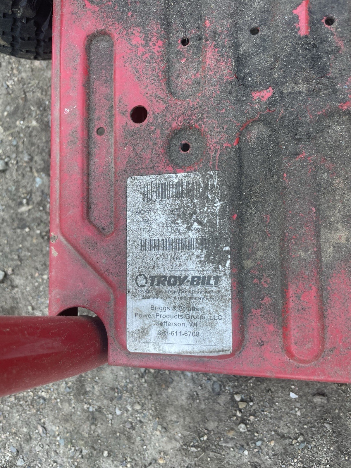Troy-Bilt Gas Pressure Washer 2600 PSI Roller Housing Frame