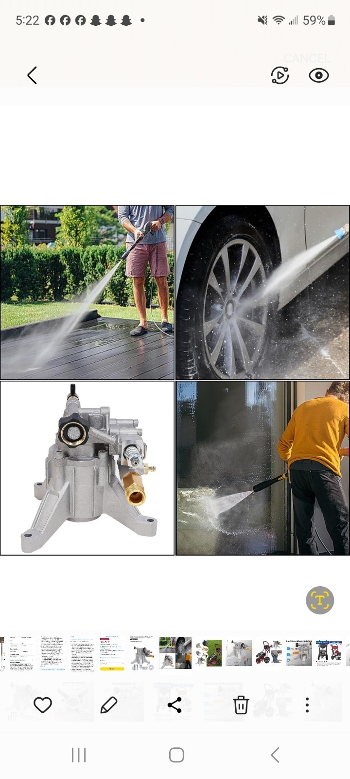 Biswing Pressure Washer Pump Power Washer Pump 7/8″ Shaft Vertical3400 PSI2.5GPM