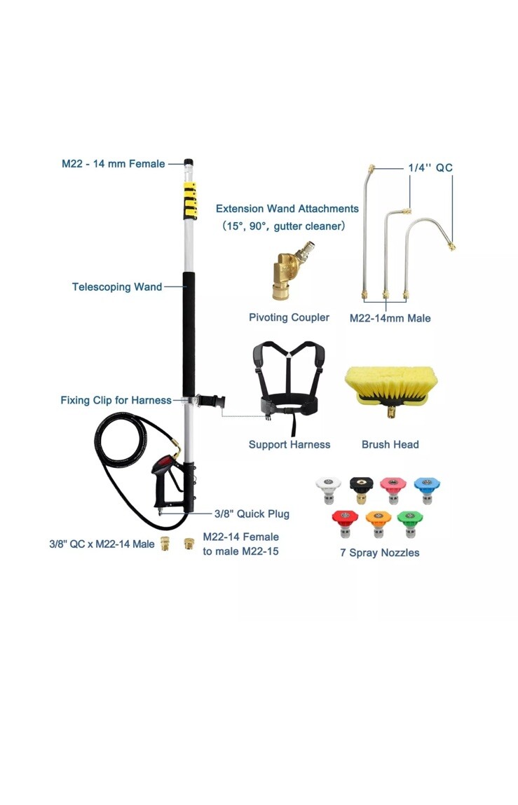 JANZ 24 FT Pressure Washer Telescoping Wand with Power Washer Extension Wands…
