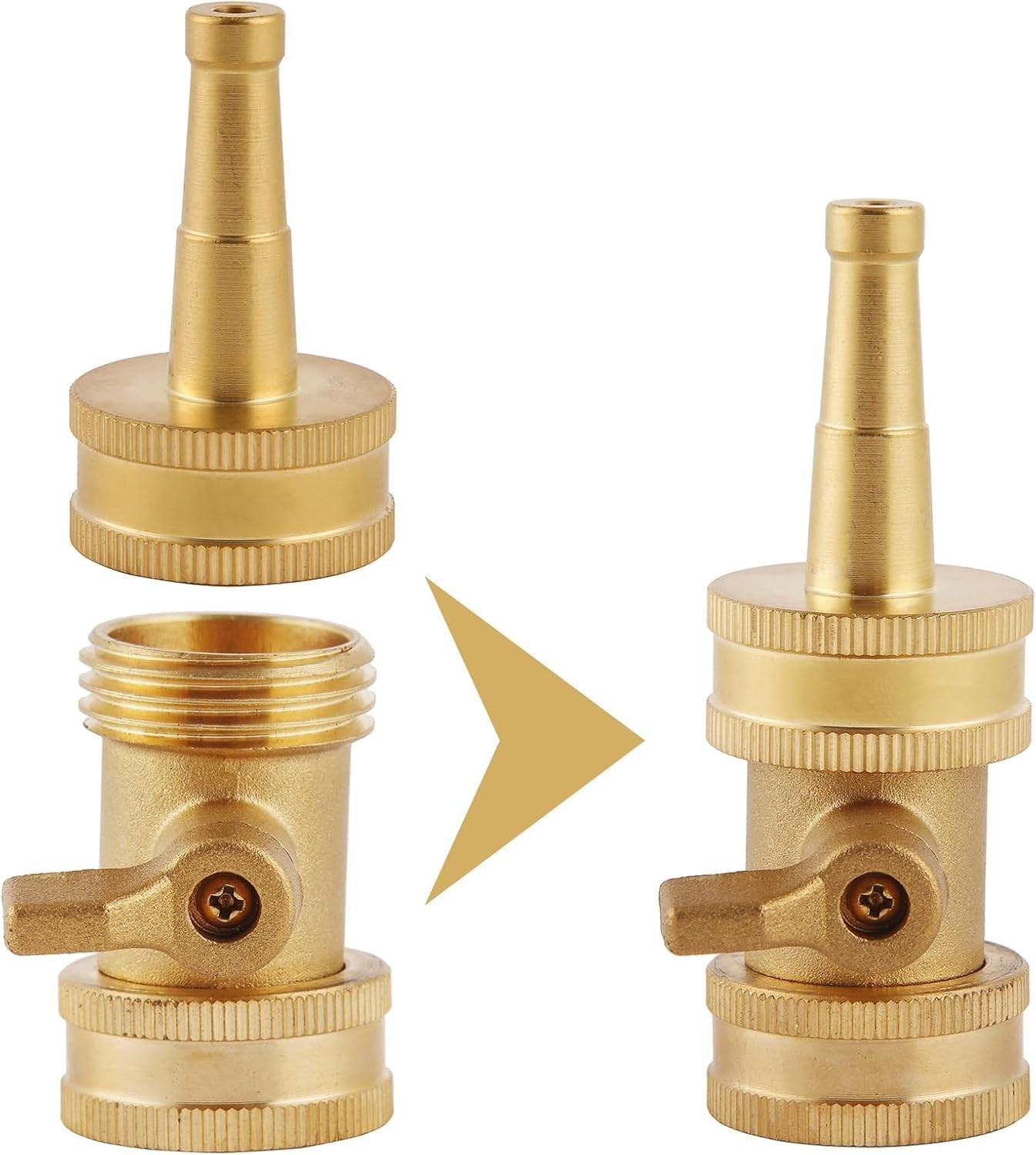 Versatile Brass Garden Hose Jet Nozzle with Shut Off Valve – High Pressure Duo