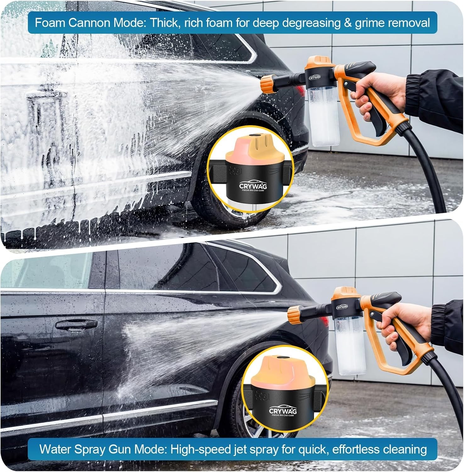 Car Wash Foam Gun for Garden Hose, Foam Cannon Car Wash Kit with Microfiber W…