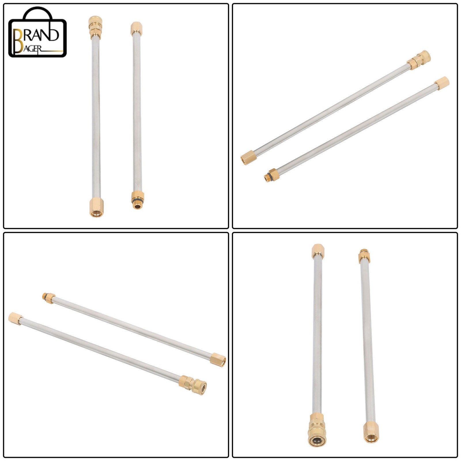 9 Pack 4000 Psi High Pressure 1/4 Inch Quick Connect Water Gun Extension Rod Set