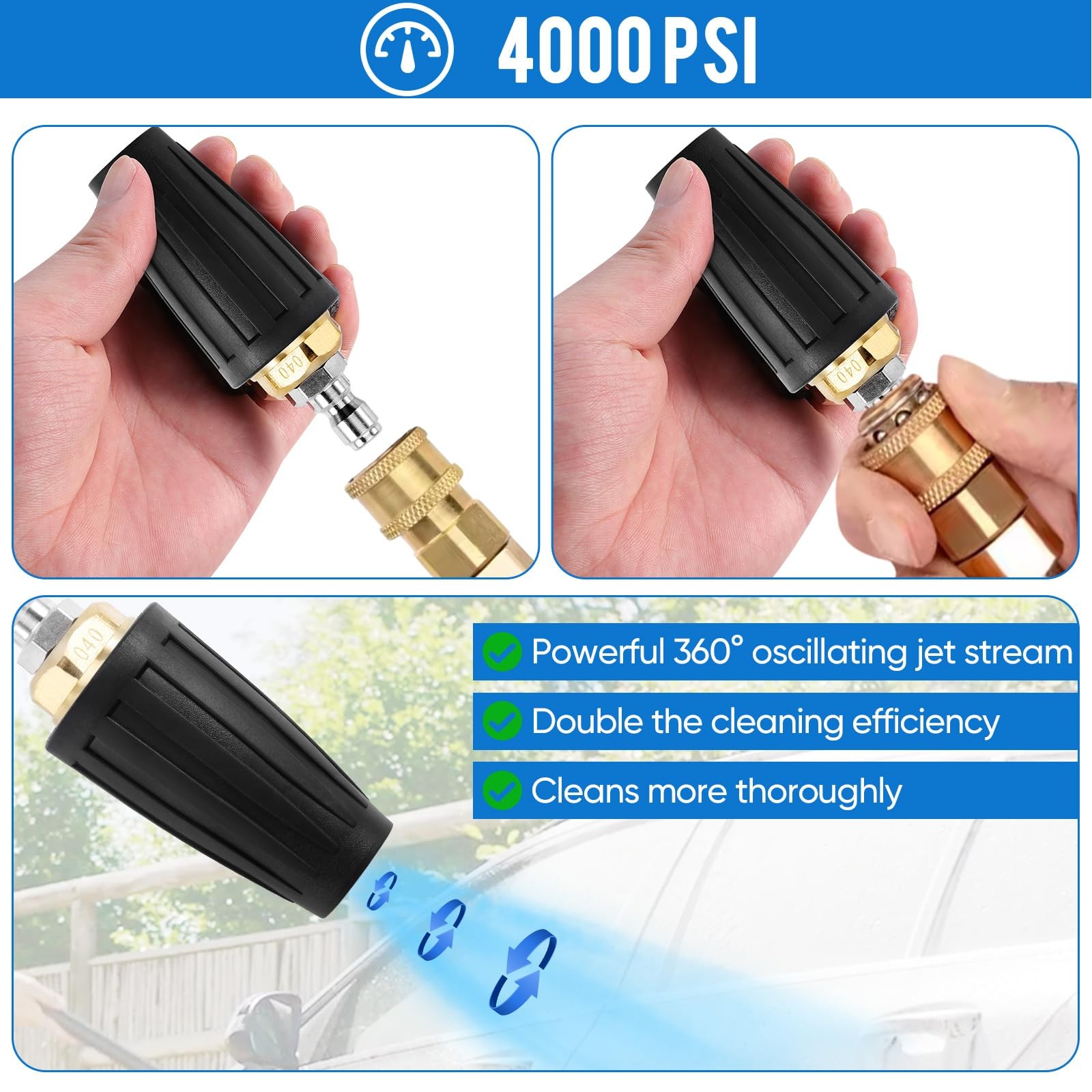 Turbo Nozzle Pressure Washer Tips, 4000 PSI, 4.0 GPM
