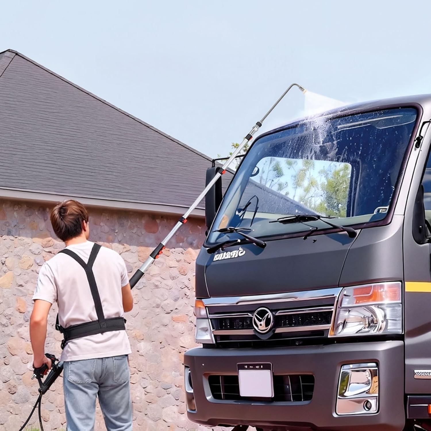 25 FT Pressure Washer Telescoping Wand, with Power Washer Extension Wands & High