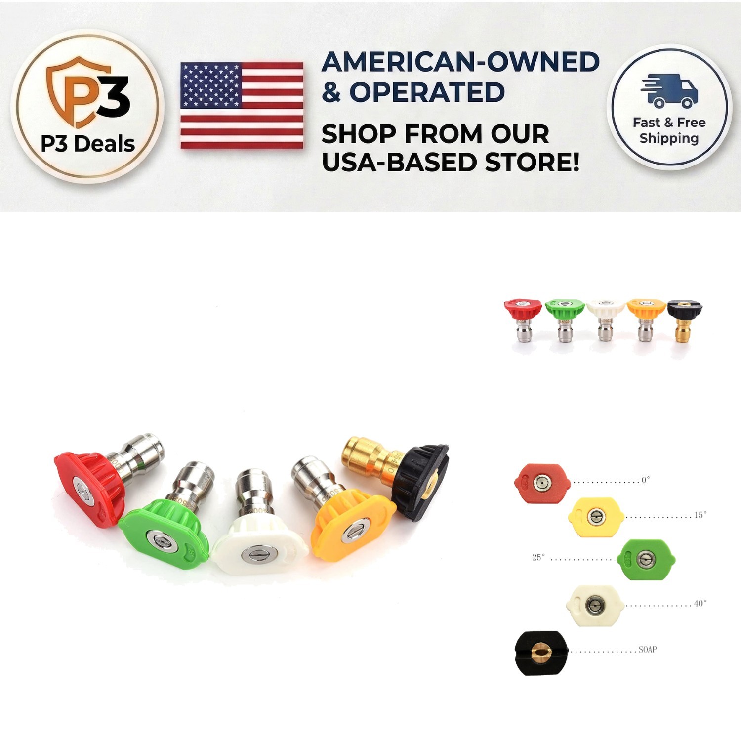 All-In-One Pressure Washer Nozzle Tips Set with 4000 PSI Capability – 5 Pieces