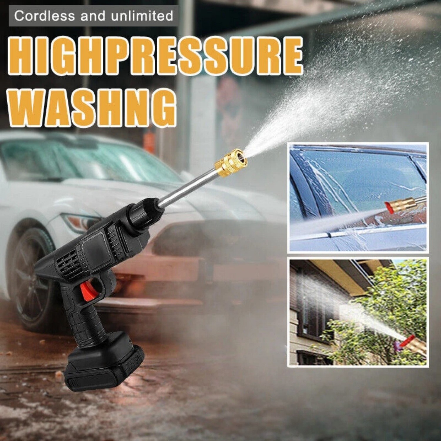 Cordless Electric High Pressure Water Spray Car Gun Portable Washer Cleaner Yard