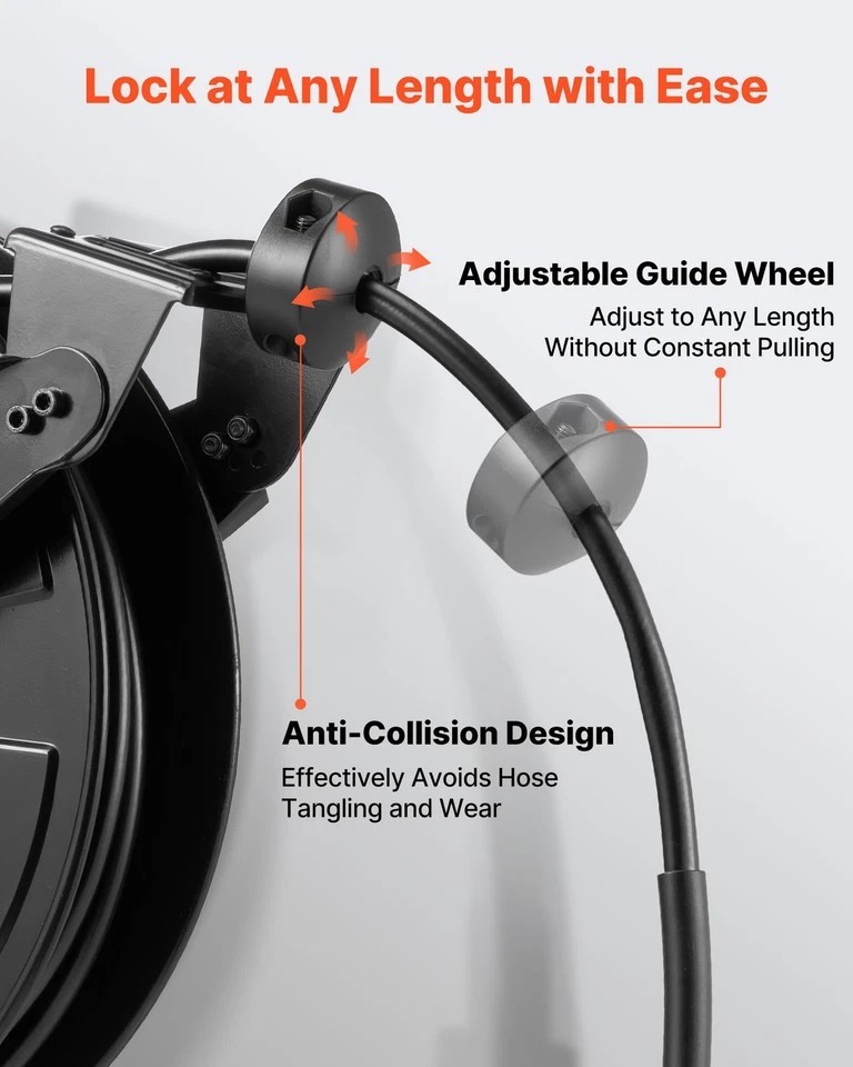 Retractable Pressure Washer Hose Reel 3/8″ x 50 ft 4000PSI Auto-Rewinding