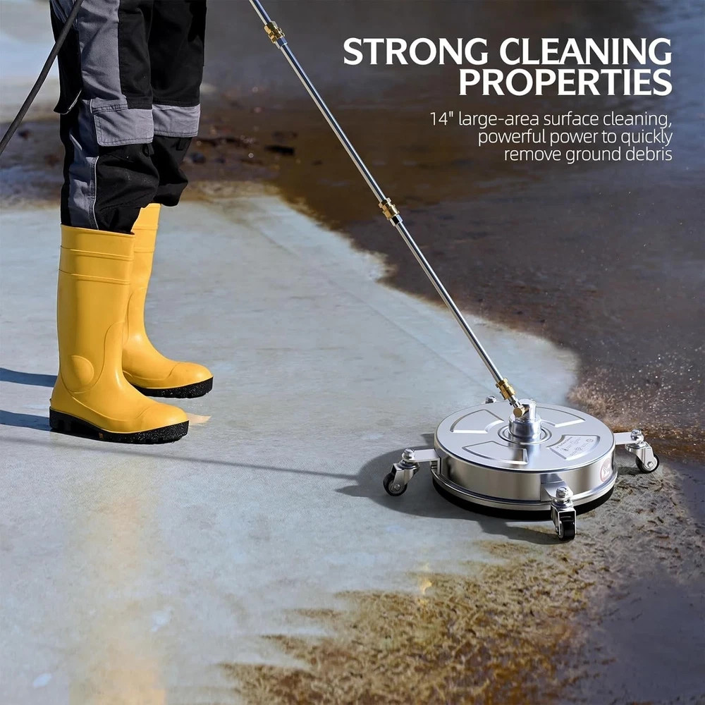 14″ Pressure Washer Surface Cleaner 4500 PSI with 304 Industrial-Grade Stainless