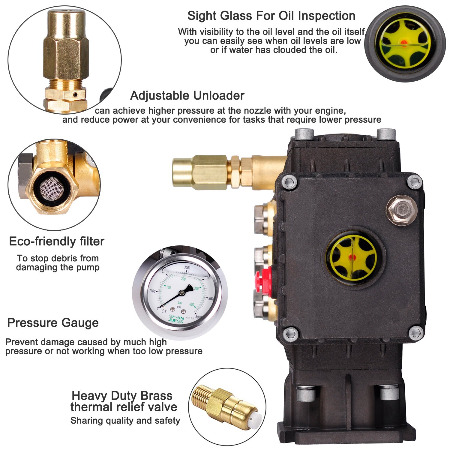Pressure Washer Pump Power Washer Pump 3/4″ Horizontal 3000 PSI 3.5 GPM