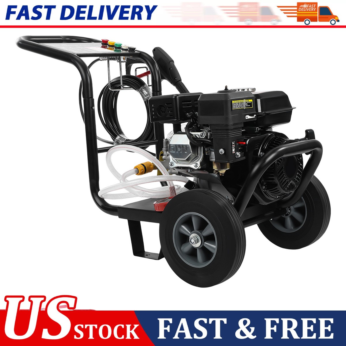 Gas Powered Pressure Washer 3500PSI 212cc 26ft Hose 5 Nozzles For Cars 212cc