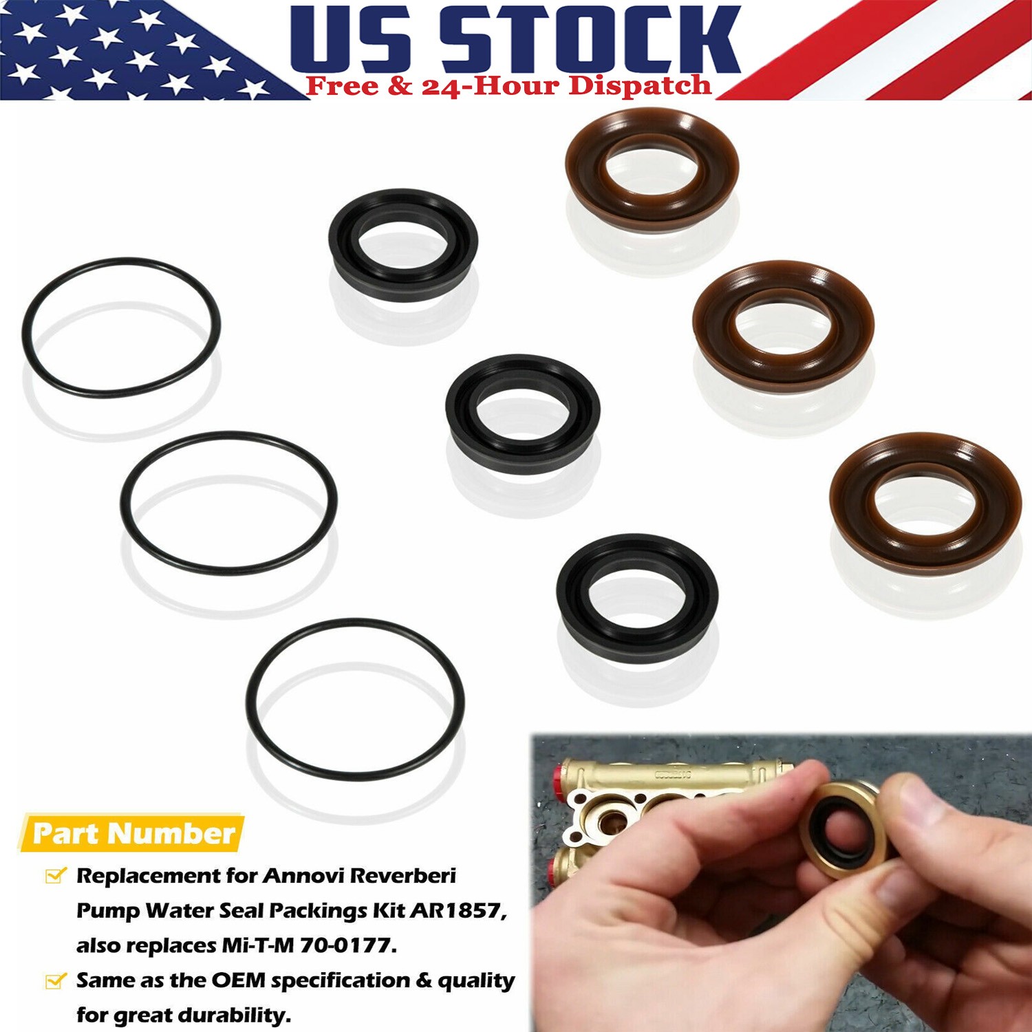 AR1857 Seal Packing Kit 18mm XR Annovi Reverberi Pressure Washer Pump RK RKA RKV