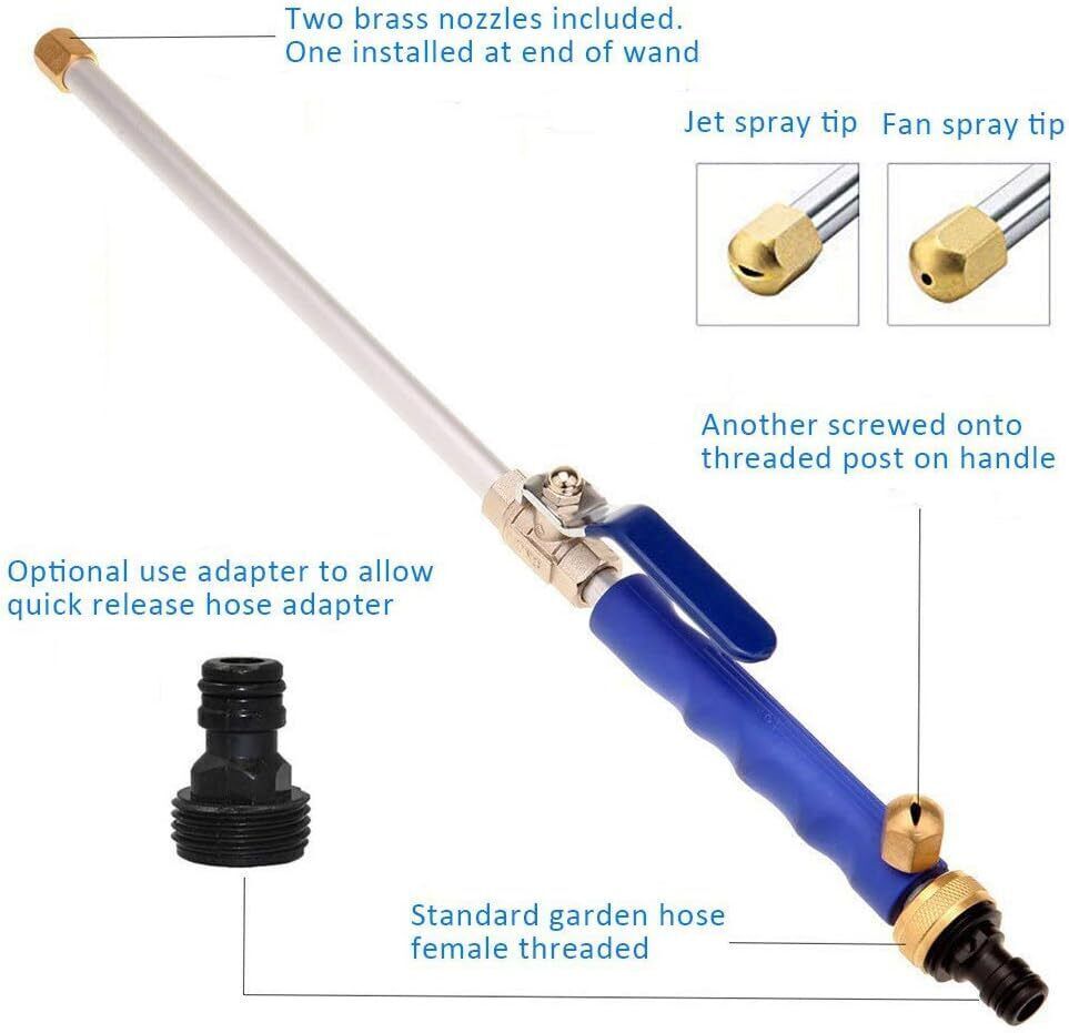 High Pressure Power Washer Sprayer Water Spray Gun Wand Garden Hose w/ 2 Nozzle