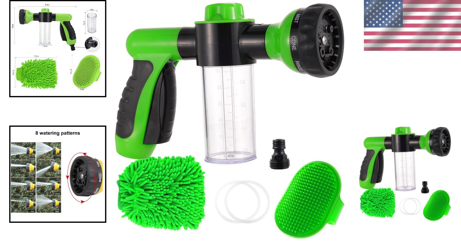 All-in-One High Pressure Foam Gun & Brush Set: Ideal for Car Wash & Patio Care