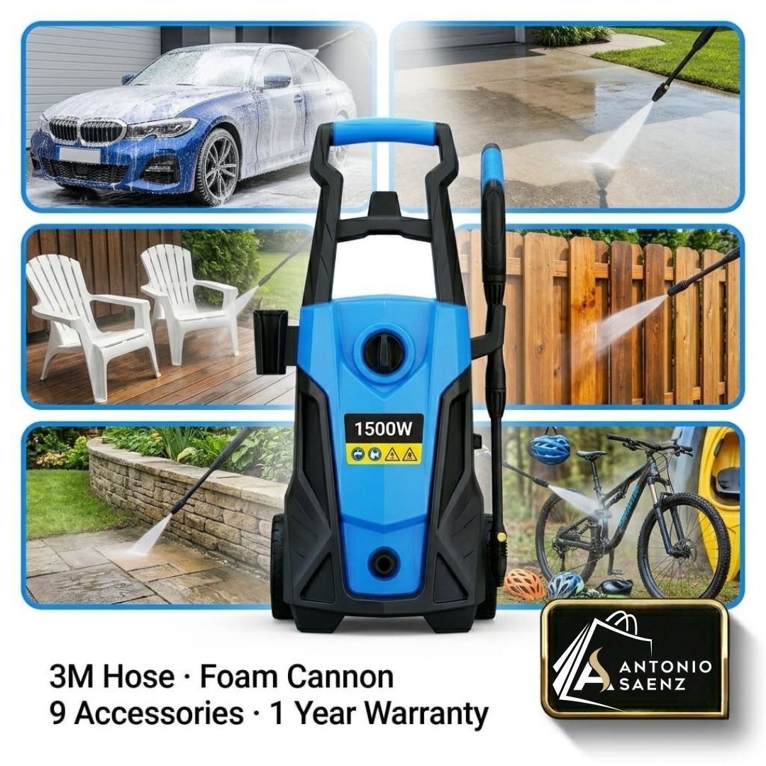 Alver 1500W Electric High Pressure Washer 1740PSI Car Cleaner W/Wheels Kit New.