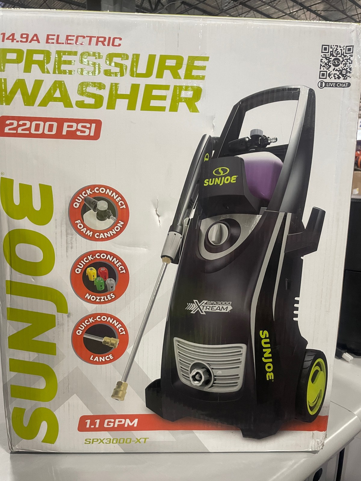 SUN JOE SPX3000®-XT1 XTREAM ELECTRIC PRESSURE WASHER 2200 PSI – – Scratch & Dent