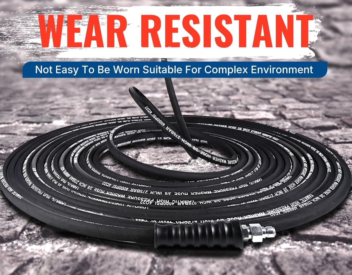 50FT 3/8″ Heavy-Duty Pressure Washer Replacement Hose – Brass & Rubber Design
