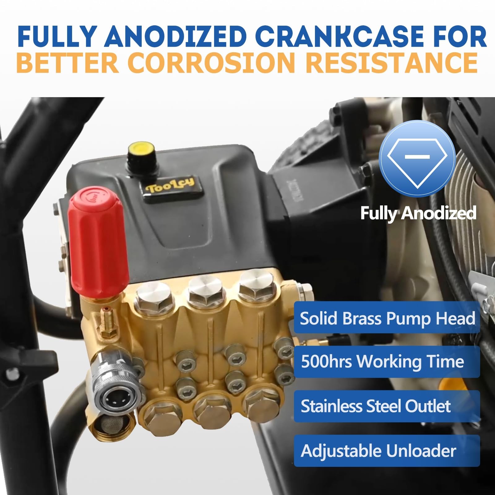 Pressure Washer Pump 3600-4400 PSI Max 4.4 GPM, 1 Inch Shaft Horizontal Tripl…